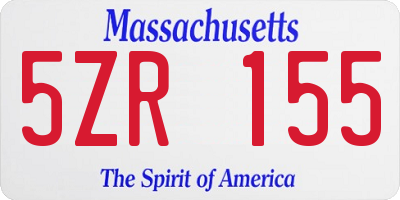 MA license plate 5ZR155