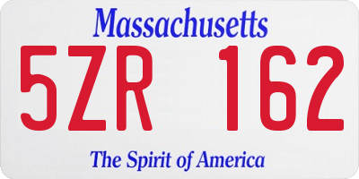 MA license plate 5ZR162