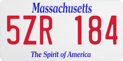 MA license plate 5ZR184