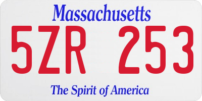 MA license plate 5ZR253