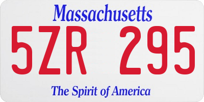 MA license plate 5ZR295