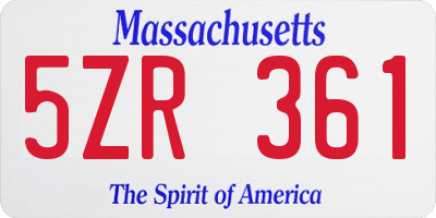MA license plate 5ZR361