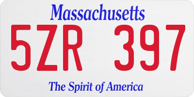 MA license plate 5ZR397