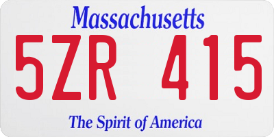 MA license plate 5ZR415