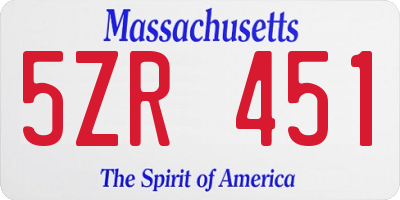 MA license plate 5ZR451