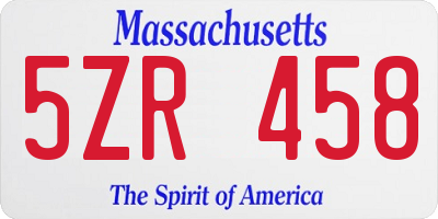 MA license plate 5ZR458