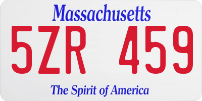 MA license plate 5ZR459