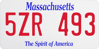 MA license plate 5ZR493