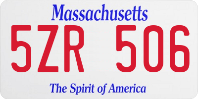 MA license plate 5ZR506