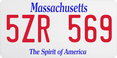 MA license plate 5ZR569