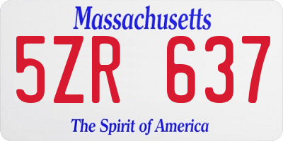 MA license plate 5ZR637