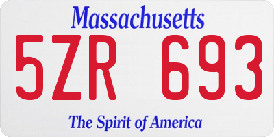 MA license plate 5ZR693