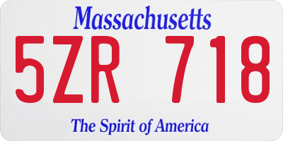 MA license plate 5ZR718