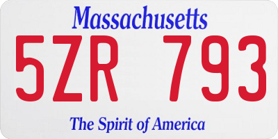 MA license plate 5ZR793