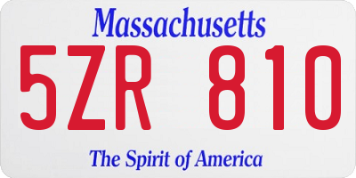MA license plate 5ZR810