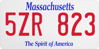 MA license plate 5ZR823