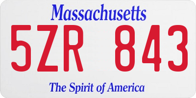MA license plate 5ZR843