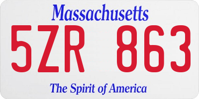MA license plate 5ZR863