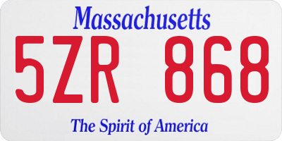 MA license plate 5ZR868