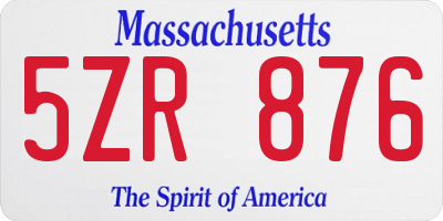MA license plate 5ZR876