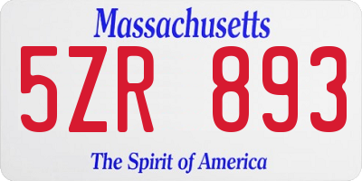 MA license plate 5ZR893