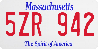 MA license plate 5ZR942