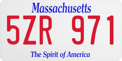 MA license plate 5ZR971