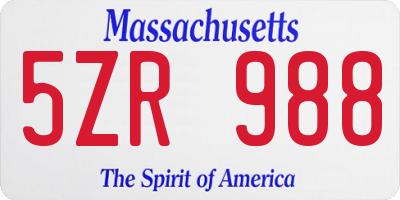 MA license plate 5ZR988