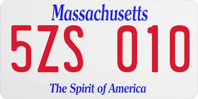 MA license plate 5ZS010