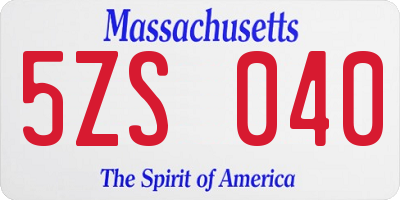 MA license plate 5ZS040