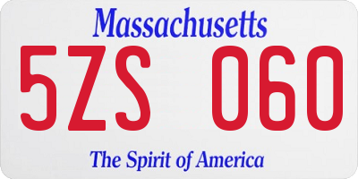 MA license plate 5ZS060