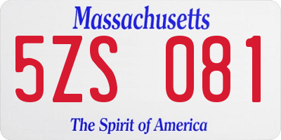 MA license plate 5ZS081