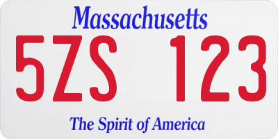 MA license plate 5ZS123