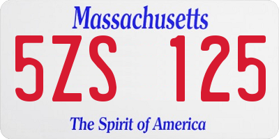 MA license plate 5ZS125