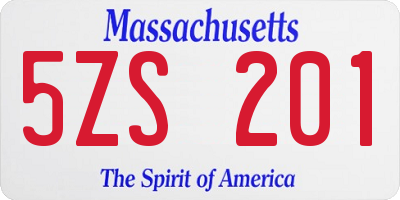 MA license plate 5ZS201