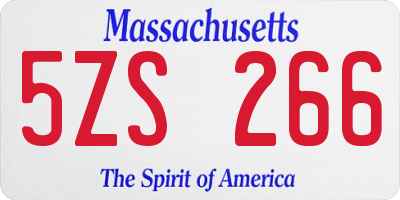 MA license plate 5ZS266