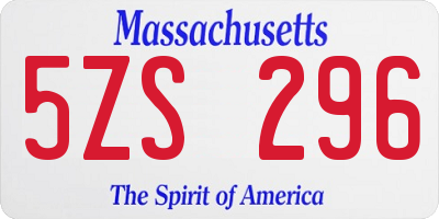 MA license plate 5ZS296