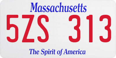 MA license plate 5ZS313