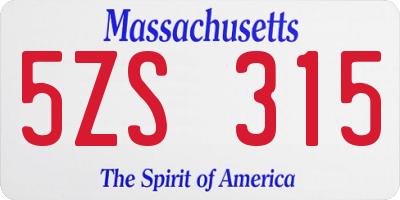 MA license plate 5ZS315