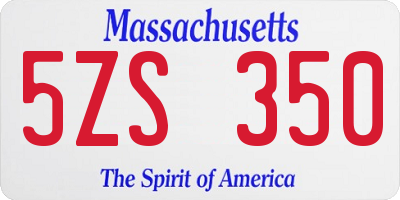 MA license plate 5ZS350