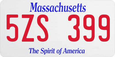 MA license plate 5ZS399