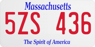 MA license plate 5ZS436