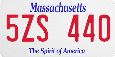 MA license plate 5ZS440