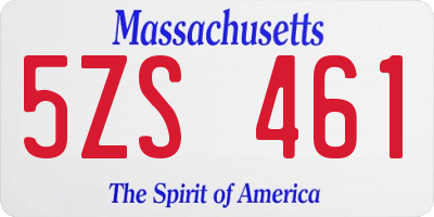 MA license plate 5ZS461