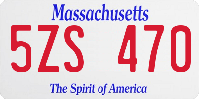 MA license plate 5ZS470