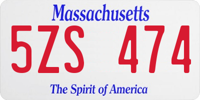 MA license plate 5ZS474