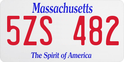 MA license plate 5ZS482