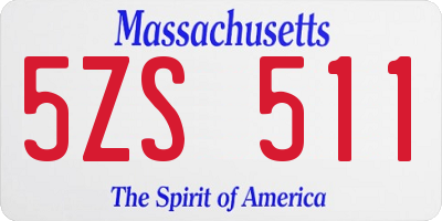 MA license plate 5ZS511