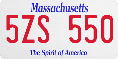 MA license plate 5ZS550