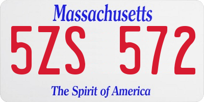 MA license plate 5ZS572